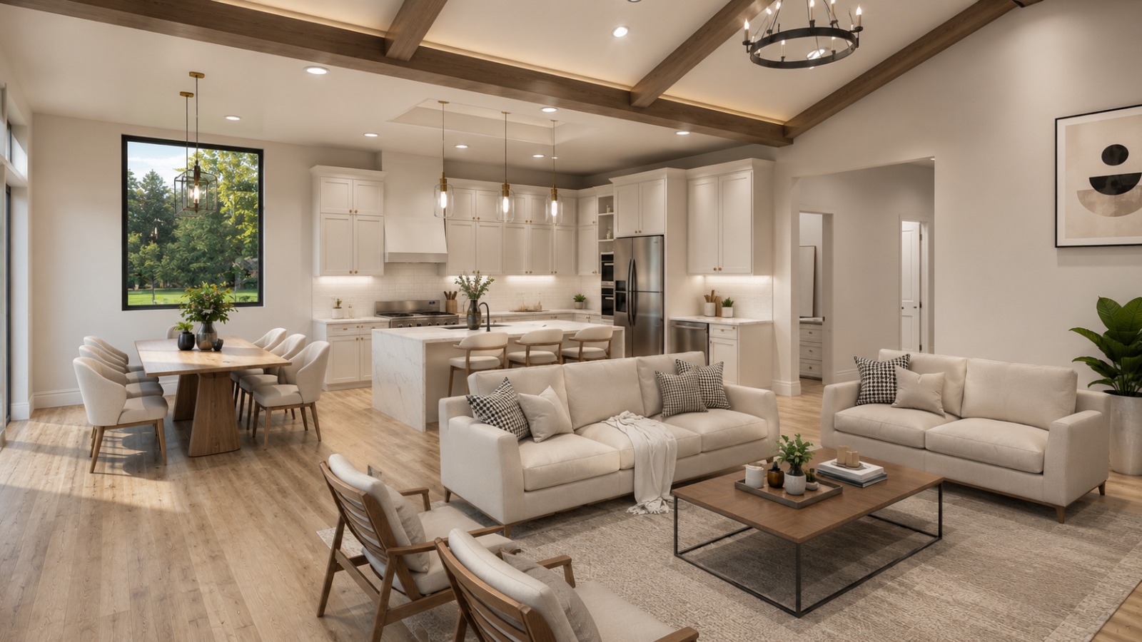 Living Area & Dinning rendering