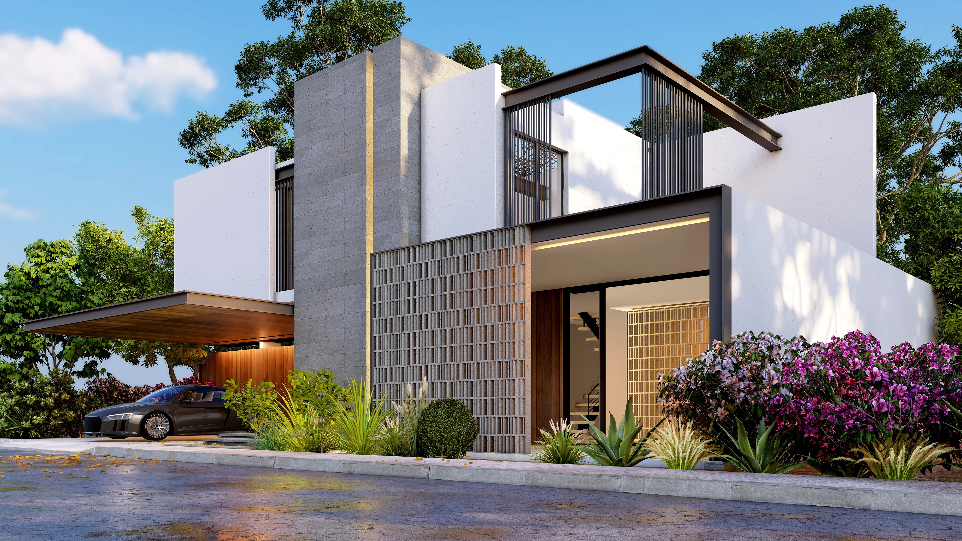 Modern house exterior design rendering